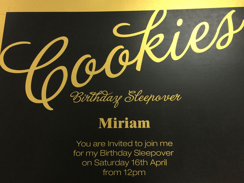 Party invite printed by FV Repro