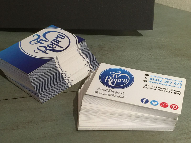 A range of business cards printed by FV Repro